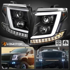 Black Fits 2015-2020 Chevy Tahoe Suburban Projector Headlights LED Bar Strip