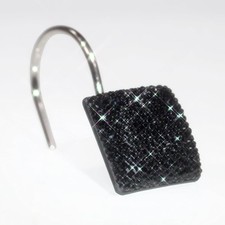 Black Shower Curtain Hooks Rings: Bling Glitter Sparkle Shiny Crystal Diamond