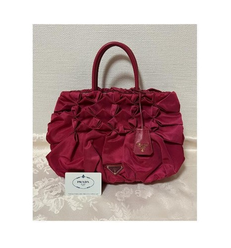 Prada BN1604 Viola Tessuto Focco Handbag with Guarantee Card Authentic Women's