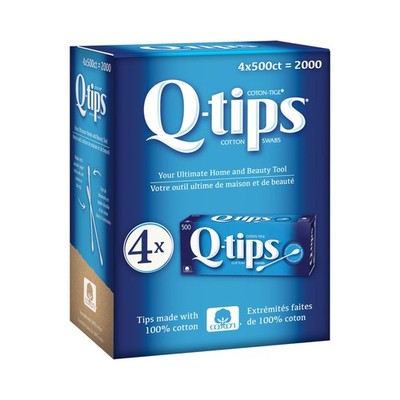 Q-tips Cotton Swabs, 4-pack of 500 White 