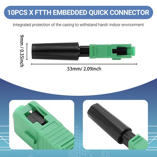 Connecteur intégré 10 pièces pieds SC/connecteur fibre optique plastique vert Q5K4 - Photo 4/7