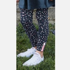 Matilda Jane Wonderment Rainbow Confetti Leggings Girls 8 Blue Ruched Botton Hem