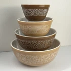 Vintage Pyrex Woodland Brown 4-Piece Nesting Mixing Bowl Set 401 402 403 404