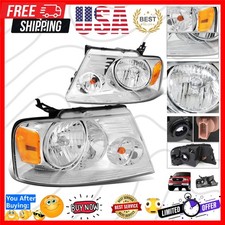 HL-OH-F1504-CH-AM Chrome Amber Headlights Replacement Compatible with 04-08 F...