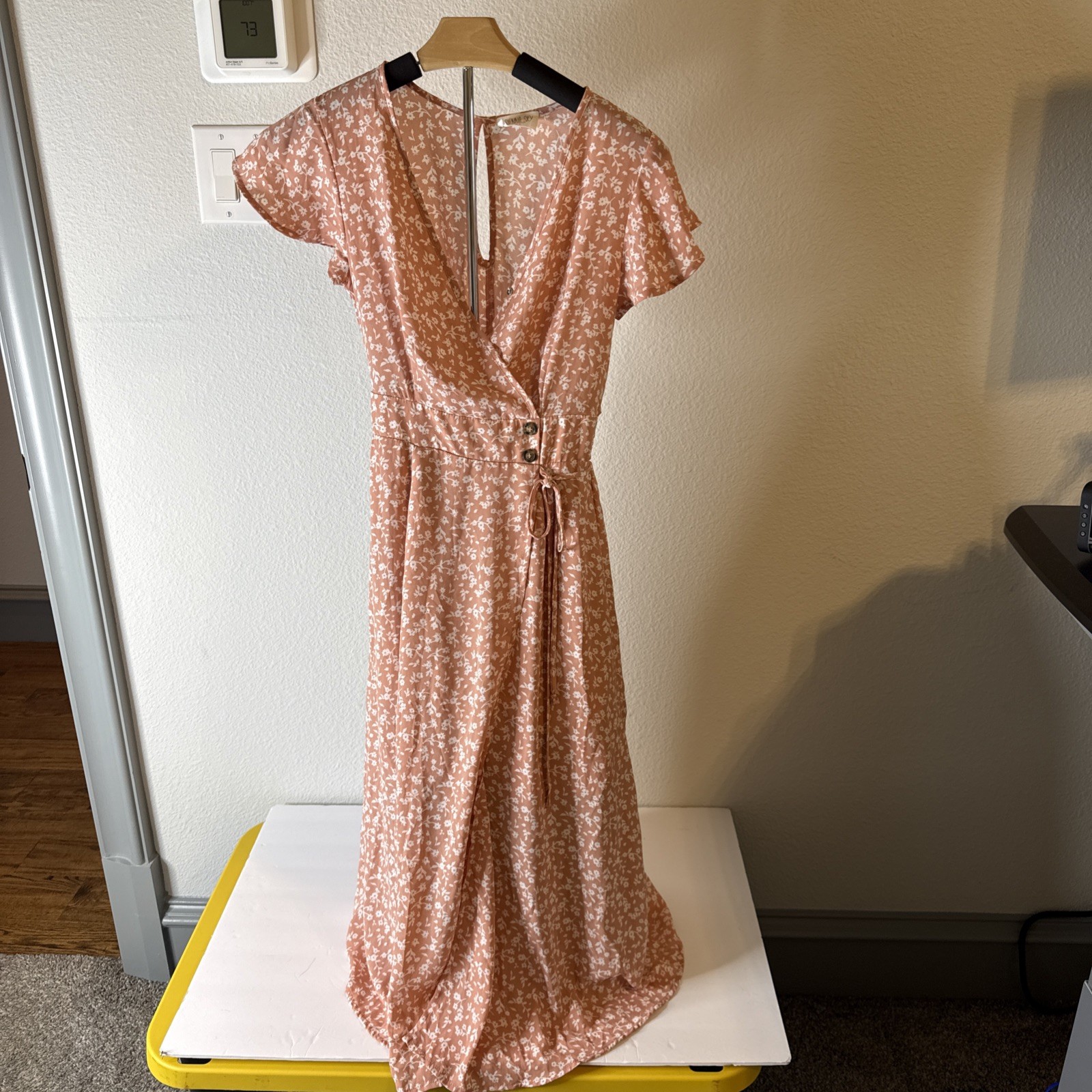 Sienna Sky Women’s Dress Maxi Pink Floral Short Sleeve Polyester Lined Size XS