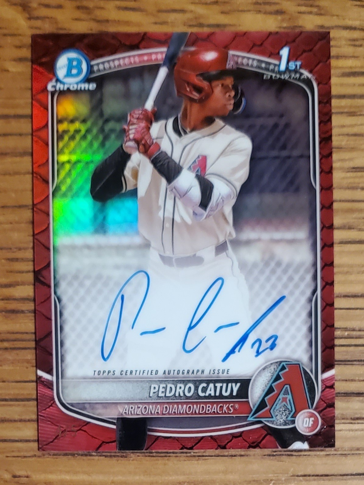 2025 Bowman Chrome - Red Reptilian Refractor Auto #CPA-PC Pedro Catuy /5