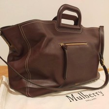 Mulberry Big Cowhide Leather Tote Shoulder Bag Bordeaux Laptop Dustbag Authentic
