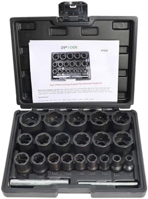 22 Piece Bolt Nut Extractor Set, 1/2'' and 3/8'' Drive Impact Lug Nut Remover S...