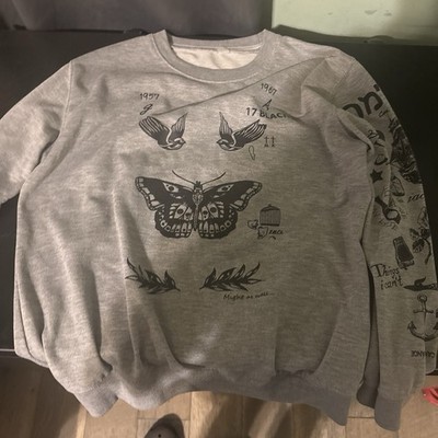 Men's Gray Pullover Sweatshirt Crew Neck Long Sleeve Graphic Print STYLES 94 M