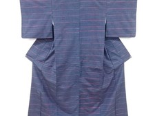 7288228: JAPANESE KIMONO / ANTIQUE KIMONO / SILK / TSUMUGI / WOVEN GRID
