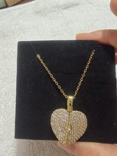 Gold Tone Stainless Steel Heart Angel Wings Charm Pendant Cable Chain Necklace