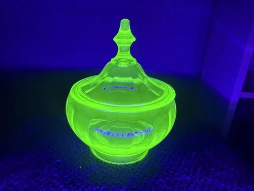 Depression-era uranium glass candy dish