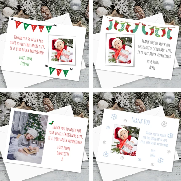 DAYDREAMING DAISY Christmas Thank You Cards ~ Personalised ~ Photo ~ Flat ~ Inc. Envelopes ~ DD2