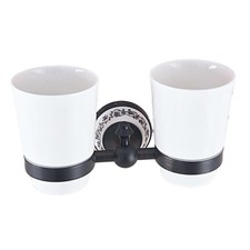 Black Oil Rubbed Bronze Wall Mounted Bathroom Dual Cup Toothbrush Holder eba767