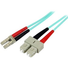 StarTech 10M 10Gb Aqua Multimode Duplex 50/125 LSZH Fiber Optic Cable, LC/SC
