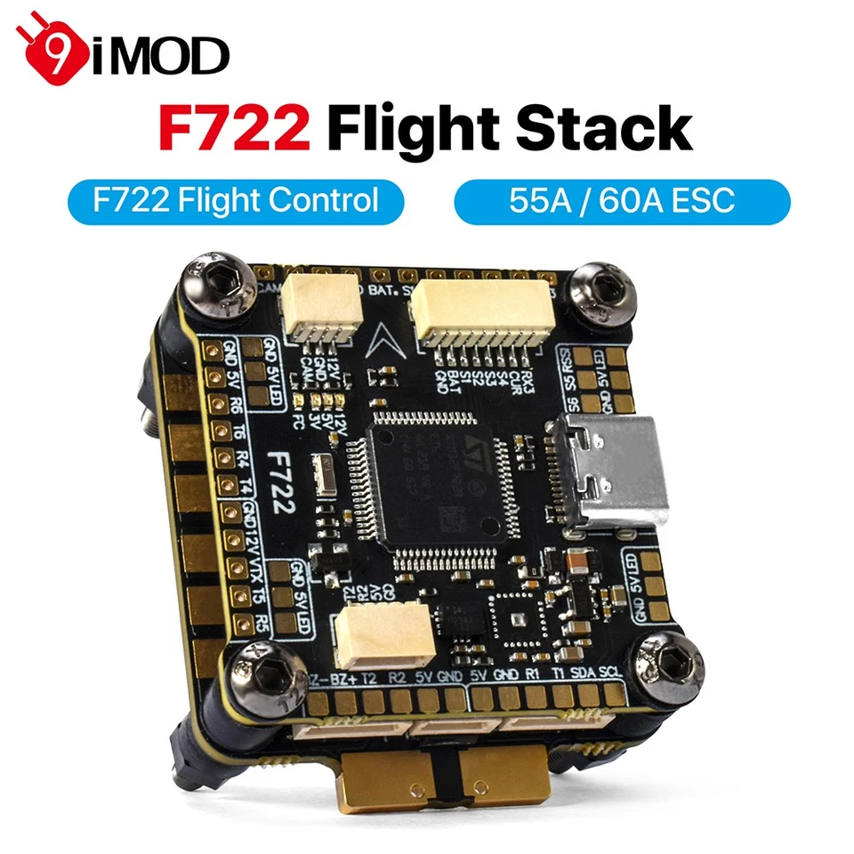 9IMOD F722 Flugstapel-Flugsteuerung FC 55A/60A ESC für RC FPV Racing Drohne - Bild 2 von 4