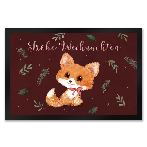 Baby Fuchs FußMatte XXL In 50X75 Cm In Rot Mit Spruch Frohe Weihnachten-image