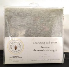 New BURT'S BEES BABY Changing Pad Cover Gray Jersey 16 x 32 100 Organic Cotton