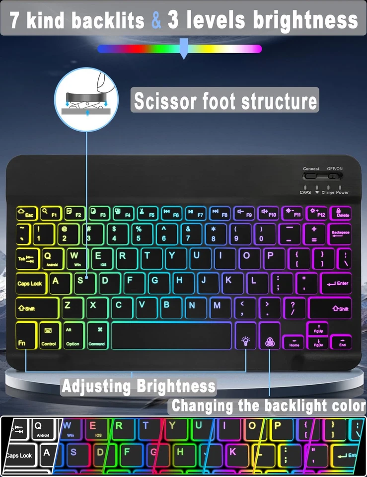 Universal Tablet Keyboard Case for 9.7",10.1",10.2",10.5",10.9",11" iPad Sams... - Image 2 of 4