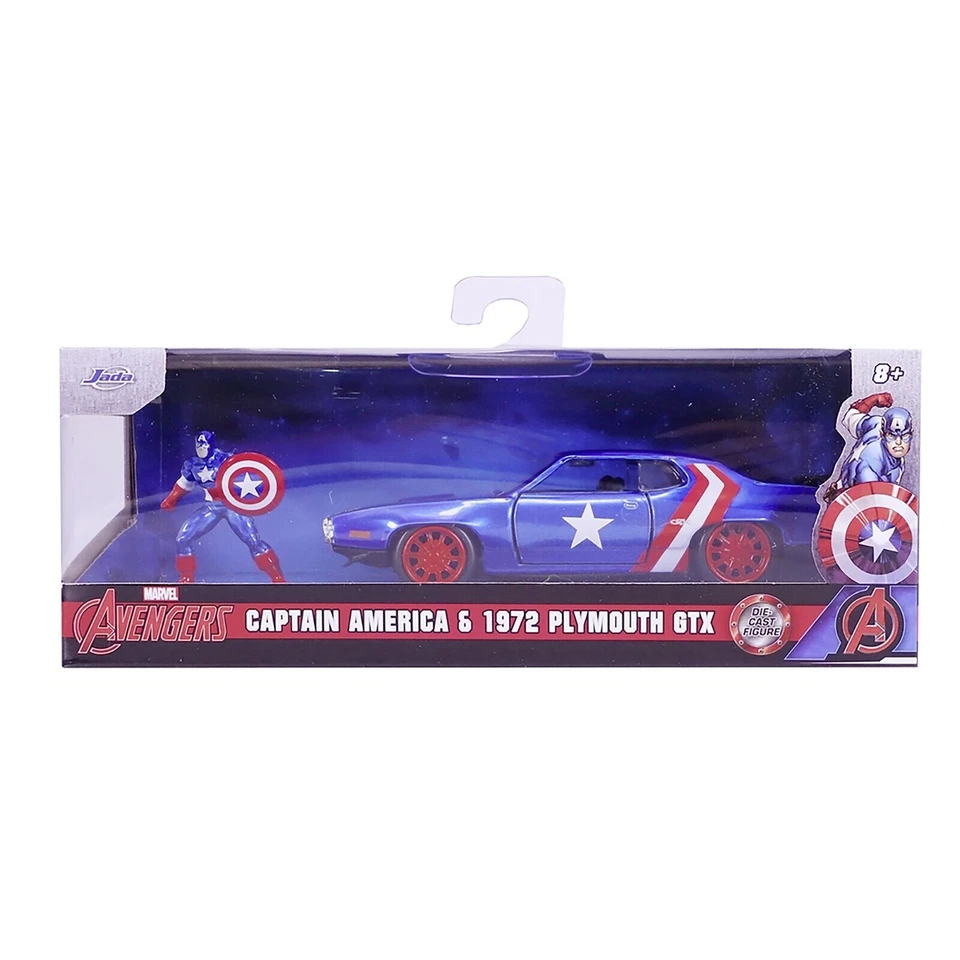 Marvel, Capitan America Plymouth GTX 1971 + Capitan America - Jada Toys + 8 Anni - Immagine 4 di 4
