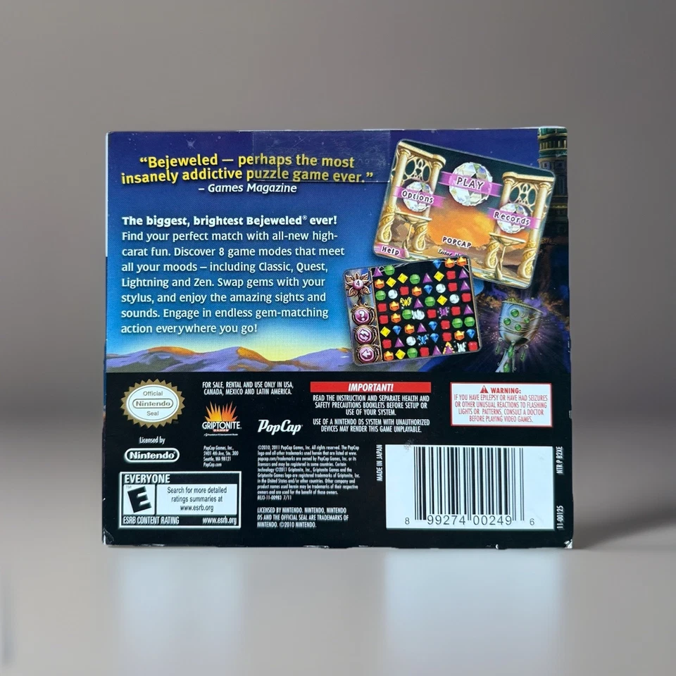 Bejeweled 3 (Nintendo DS, 2011) levemente usado com capa deslizante completa na caixa na caixa na caixa - Imagem 2 de 4