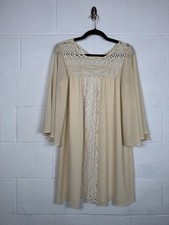 Flying Tomato Boho Lace Tunic Dress Short Cream Babydoll Flowy Cottagecore L