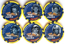 $5 Hollywood Park "TOP JOCKS" Set of 6 Matching #132 - CALIFORNIA Casino Chips