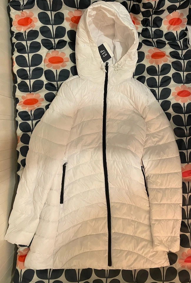 Gap Lightweight White Hooded Puffercoat XS - Image 2 of 4