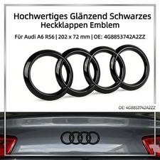 202x72MM Heckklappe Kofferraum Emblem Glanz Schwarz F&uuml;r Audi A4 A5 A6