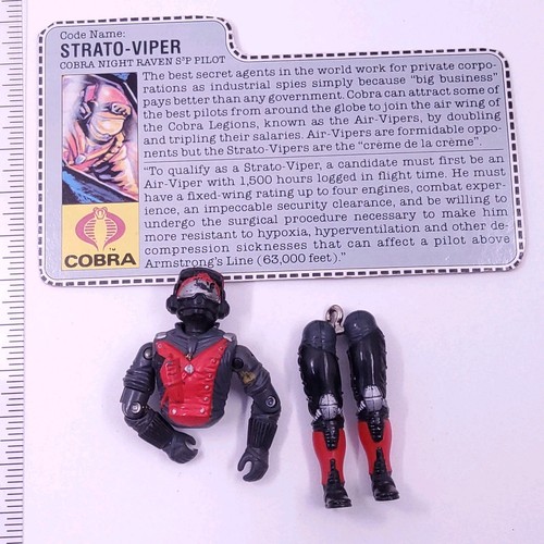 1986 GI Joe Cobra Strato Viper v1 Figure Parts with File Card