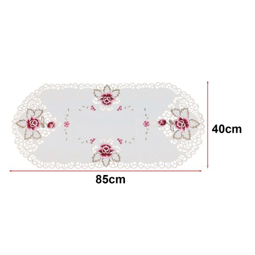 Oval Bestickte Tischdecke Blumendeckchen Kaffeetischdecke Deckchen Satinbezug - Bild 9 von 12