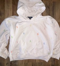 Girls 12/14 Polo Ralph Lauren Hoodie Embroidered All Over Print