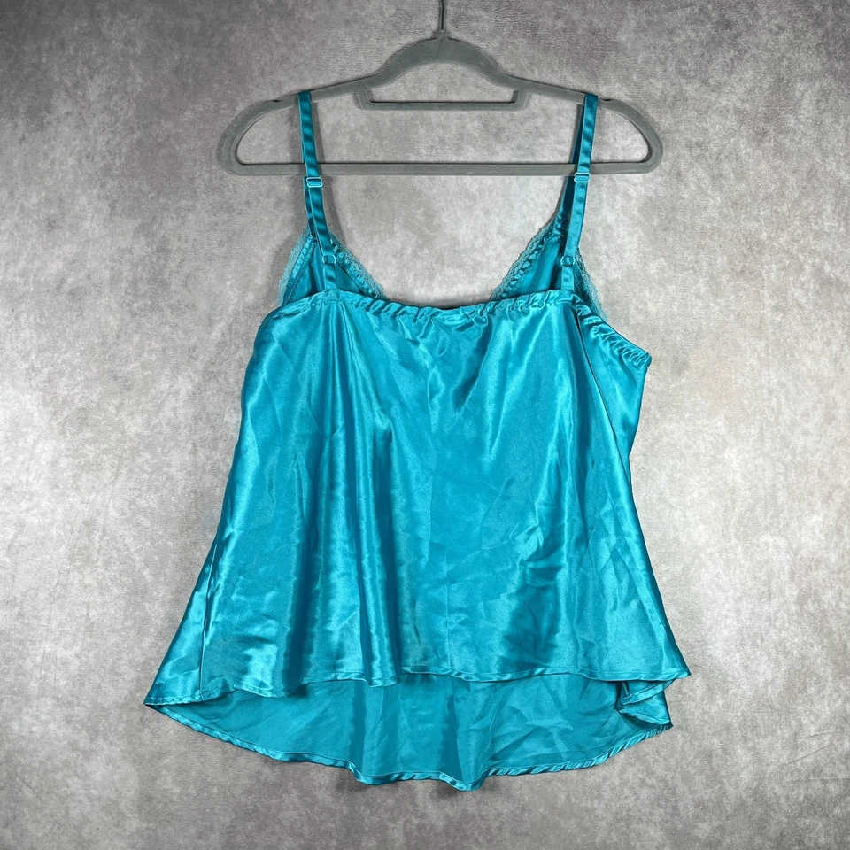 Vintage Faded Glory Cami Tank Top Womens 18W/20W Blue Satin Lace Babydoll Y2K - Image 4 of 4