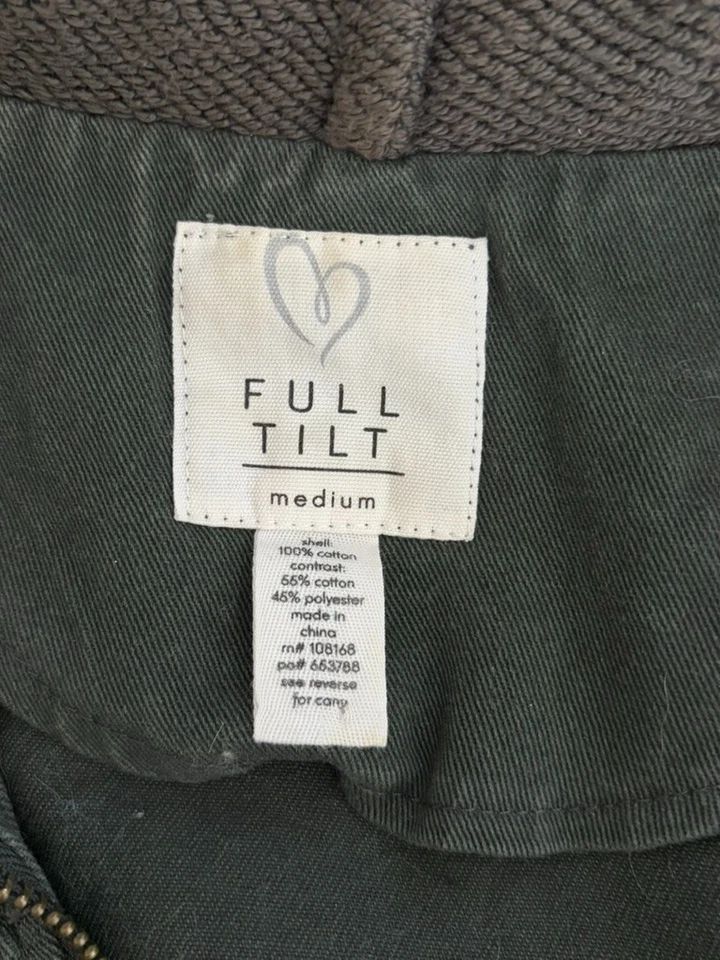 Tillys Full Tilt Hooded Military Green Utility Jacket Size S Fleece Lined Y2K - Image 3 of 4