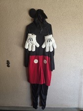 Disney Store Mickey Mouse Costume Adult Large With  Tail  & Ears One Piece-hands