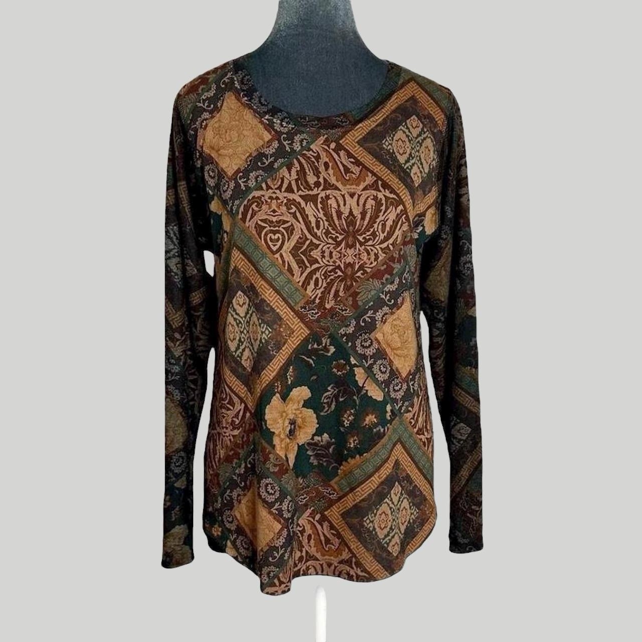 2000s Orvis Med Patchwork Tapestry Pattern Long S… - image 5