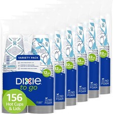 To Go Disposable Coffee Cups With Lids, 12 oz Paper Cups, 156 Ct