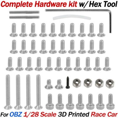 Kit completo de hardware con herramienta hexagonal de acero para OBZ escala 1/28 1:28 impreso en 3D coche de carreras