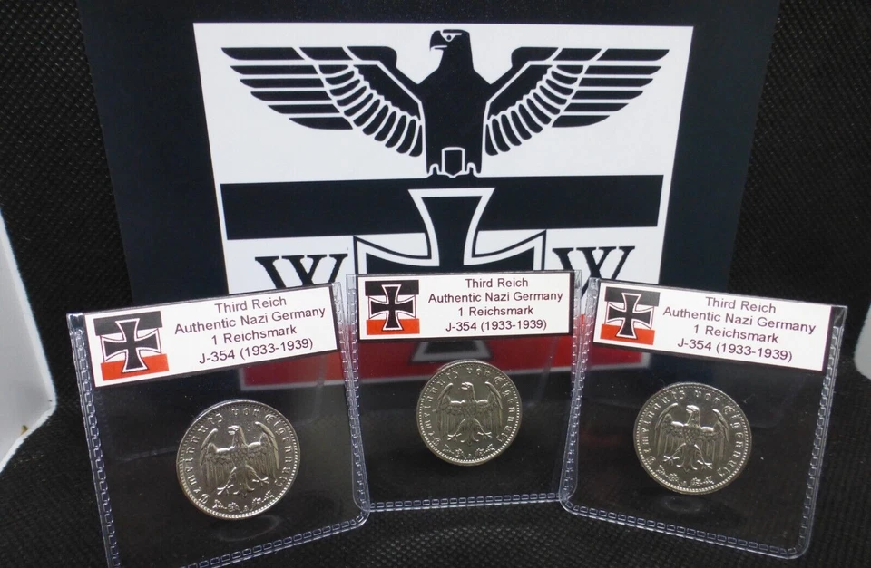 Beautiful 1 Reichsmark Nazi Coin: Genuine Nickel Third Reich WW2 Germany Mark - Image 3 of 4