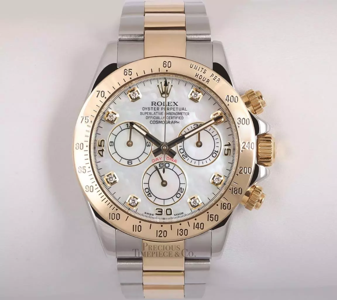 Men Daytona Two Tone 18k Steel 40mm Watch-White MOP Diamond Dial | eBay