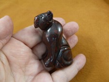 (Y-CHE-702) Statue chat CHEETAH jaspe rouge sculpture pierre précieuse j'aime les chats sauvages