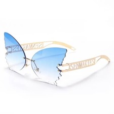 Women  s Butterfly Rimless Vintage Sunglasses