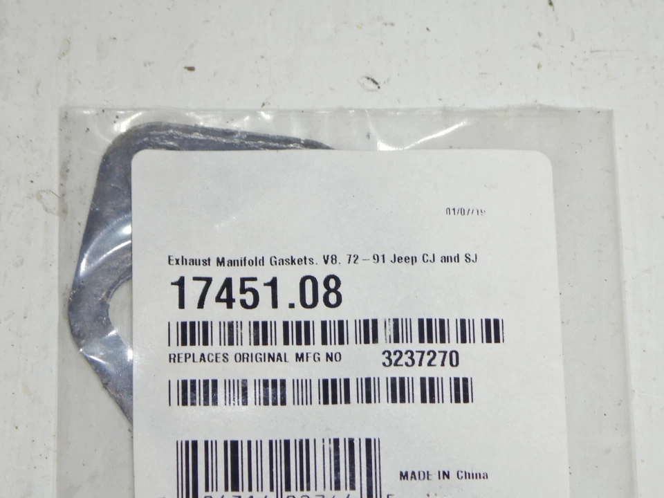 Junta colector escape OMIX Jeep CJ SJ y serie J 72-91 V8 17451.08 Foto 2 de 3