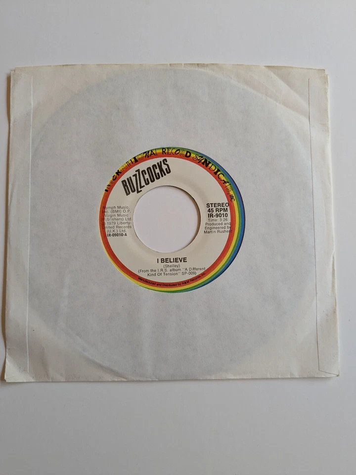 The Buzzcocks I believe 7" vinyl single signed STEVE GARVEY I.R.S. Records 1980 Foto 3 de 4