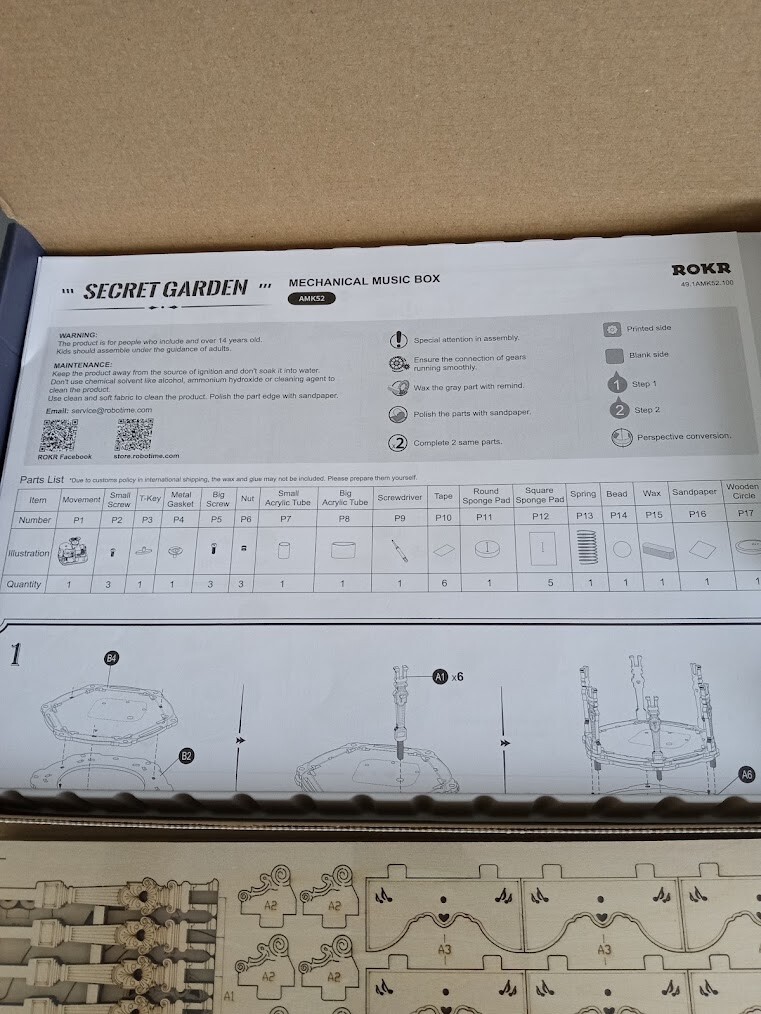 ROKR Mechanical Music Box Secret Garden - Never Built - Missing Piece(s)