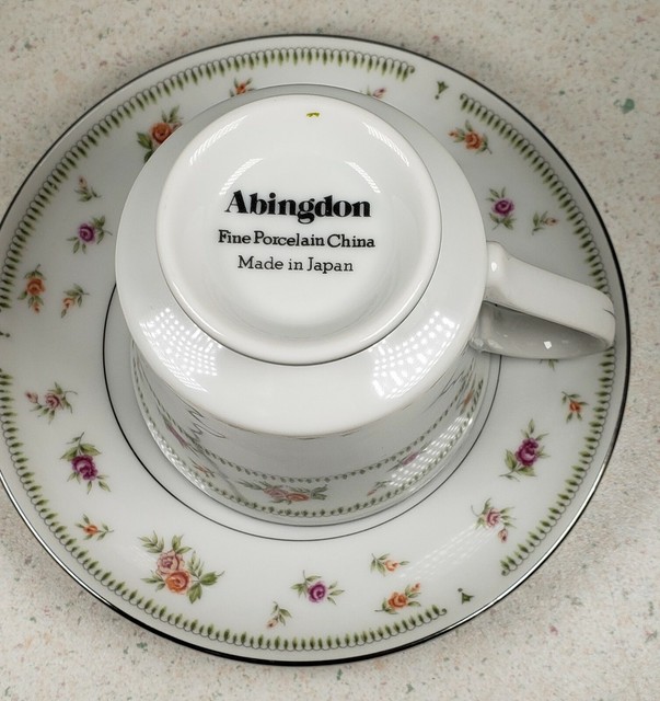 Abingdon Fine Porcelain China Made in Japan Rose Pattern Cup w/6 In .Saucers set eBay