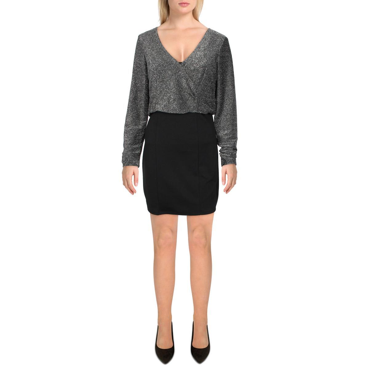 Женский укороченный топ Crystal Doll черного цвета металлик с длинными рукавами для юниорок M BHFO 8868