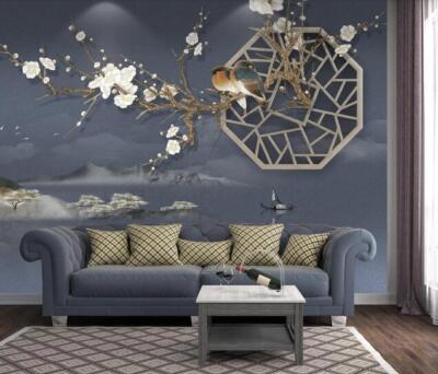 3D Flower Branch ZHUA7519 Wallpaper Wall Murals Removable Self-adhesive Amy