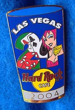 LAS VEGAS PINT GLASS SERIES #24 CASINO GIRL PAIR ACES DICE Hard Rock Cafe PIN LE