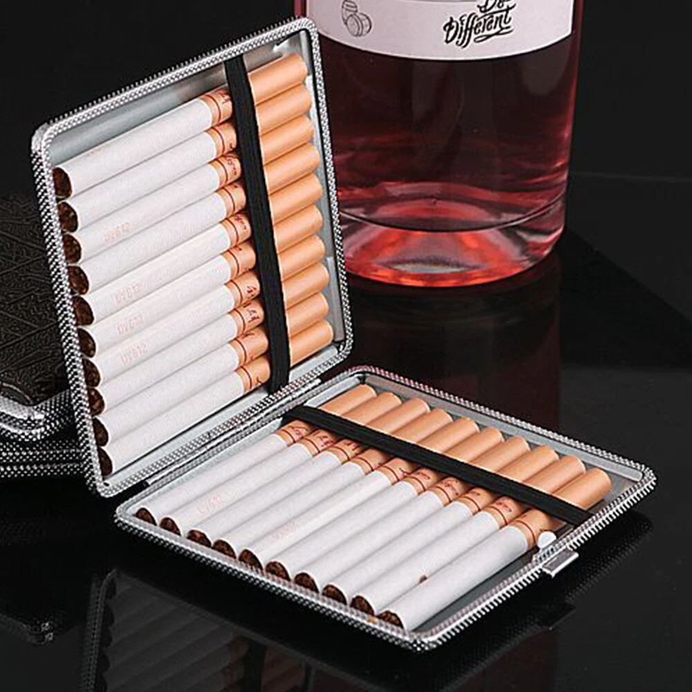Metal Cigarette Case for Women Men Slim Box Holds 20 Cigarettes 84mm with Spring - Picture 4 of 12